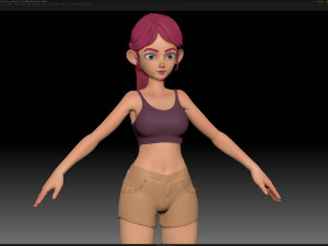 zbrush stylized character girl base mesh - amy girl style 28 3D Модель