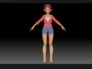 zbrush stylized character girl base mesh - amy girl style 29 3D Model