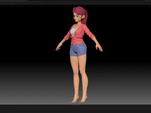 zbrush 风格化角色女孩基础网格 - 艾米女孩风格 29 3D 模型