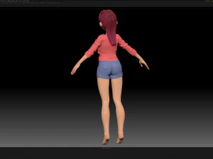 zbrush 风格化角色女孩基础网格 - 艾米女孩风格 29 3D 模型