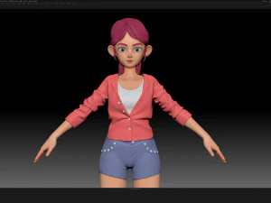 zbrush 风格化角色女孩基础网格 - 艾米女孩风格 29 3D 模型