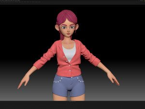 zbrush stylized character girl base mesh - amy girl style 29 3Dモデル