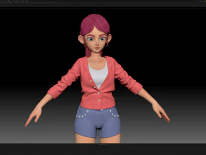 zbrush 风格化角色女孩基础网格 - 艾米女孩风格 29 3D 模型