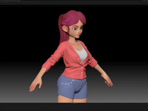 zbrush 风格化角色女孩基础网格 - 艾米女孩风格 29 3D 模型