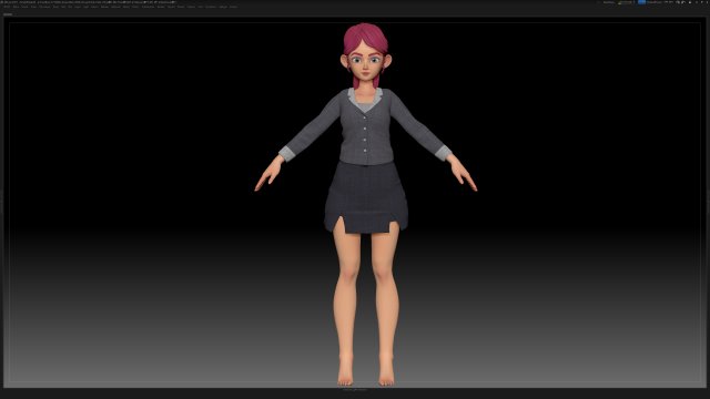 zbrush stylized character girl base mesh - amy girl style 30 3D-Modell .c4d .max .obj .3ds .fbx .stl .blend 