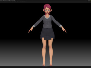 zbrush stylized character girl base mesh - amy girl style 30 Modèle 3D