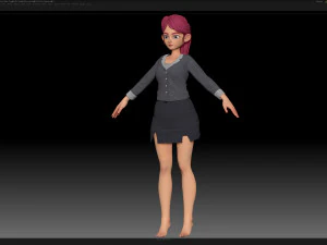 zbrush 様式化されたキャラクターの女の子のベース メッシュ - エイミー ガール スタイル 30 3Dモデル