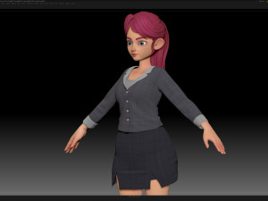 zbrush stylized character girl base mesh - amy girl style 30 3D-Modell