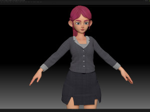 zbrush stylized character girl base mesh - amy girl style 30 3D-Modell