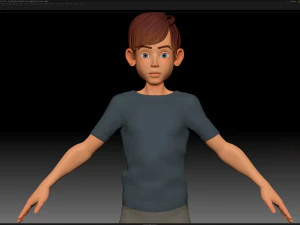 zbrush stylized character boy base mesh - amy boy style 2 3D Model