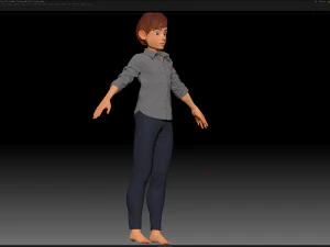 zbrush stylized character boy base mesh - amy boy style 3 3D Model