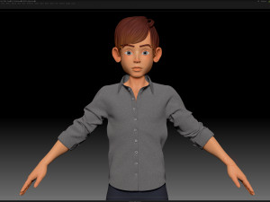 zbrush stylized character boy base mesh - amy boy style 3 3D Model