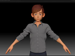 zbrush стилізований персонаж хлопчик базова сітка - Емі хлопчик стиль 3 3D Модель