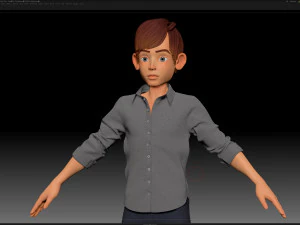 zbrush stylized character boy base mesh - amy boy style 3 3D Model