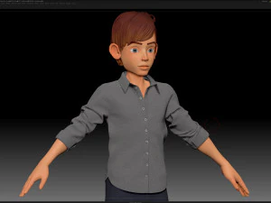 zbrush stylized character boy base mesh - amy boy style 3 3D Model