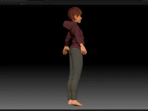 zbrush stylized character boy base mesh - amy boy style 4 3D Model
