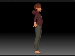 zbrush stylized character boy base mesh - amy boy style 4 3D Model