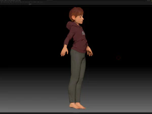 zbrush stylized character boy base mesh - amy boy style 4 3D Model
