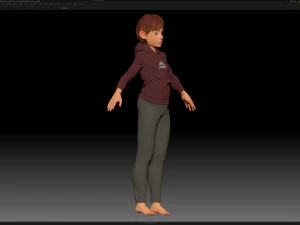 zbrush stylized character boy base mesh - amy boy style 4 3D Model