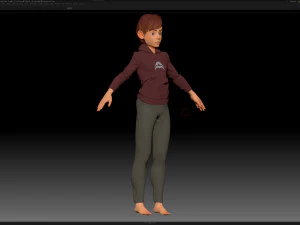 zbrush stylized character boy base mesh - amy boy style 4 3D Model