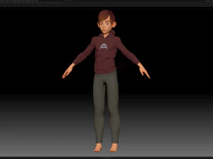 zbrush stylized character boy base mesh - amy boy style 4 3D Model