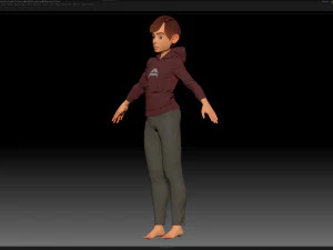 zbrush stylized character boy base mesh - amy boy style 4 3D Model