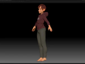 zbrush stylized character boy base mesh - amy boy style 4 3D Model