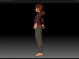 zbrush stylized character boy base mesh - amy boy style 4 3D Model