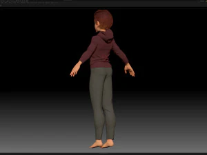 zbrush stylized character boy base mesh - amy boy style 4 3D Model