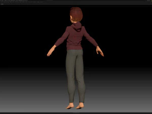 zbrush stylized character boy base mesh - amy boy style 4 3D Model