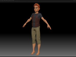 zbrush stylized character boy base mesh - blue boy style 1 3D Model