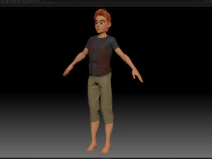 zbrush stylized character boy base mesh - blue boy style 1 3D Model
