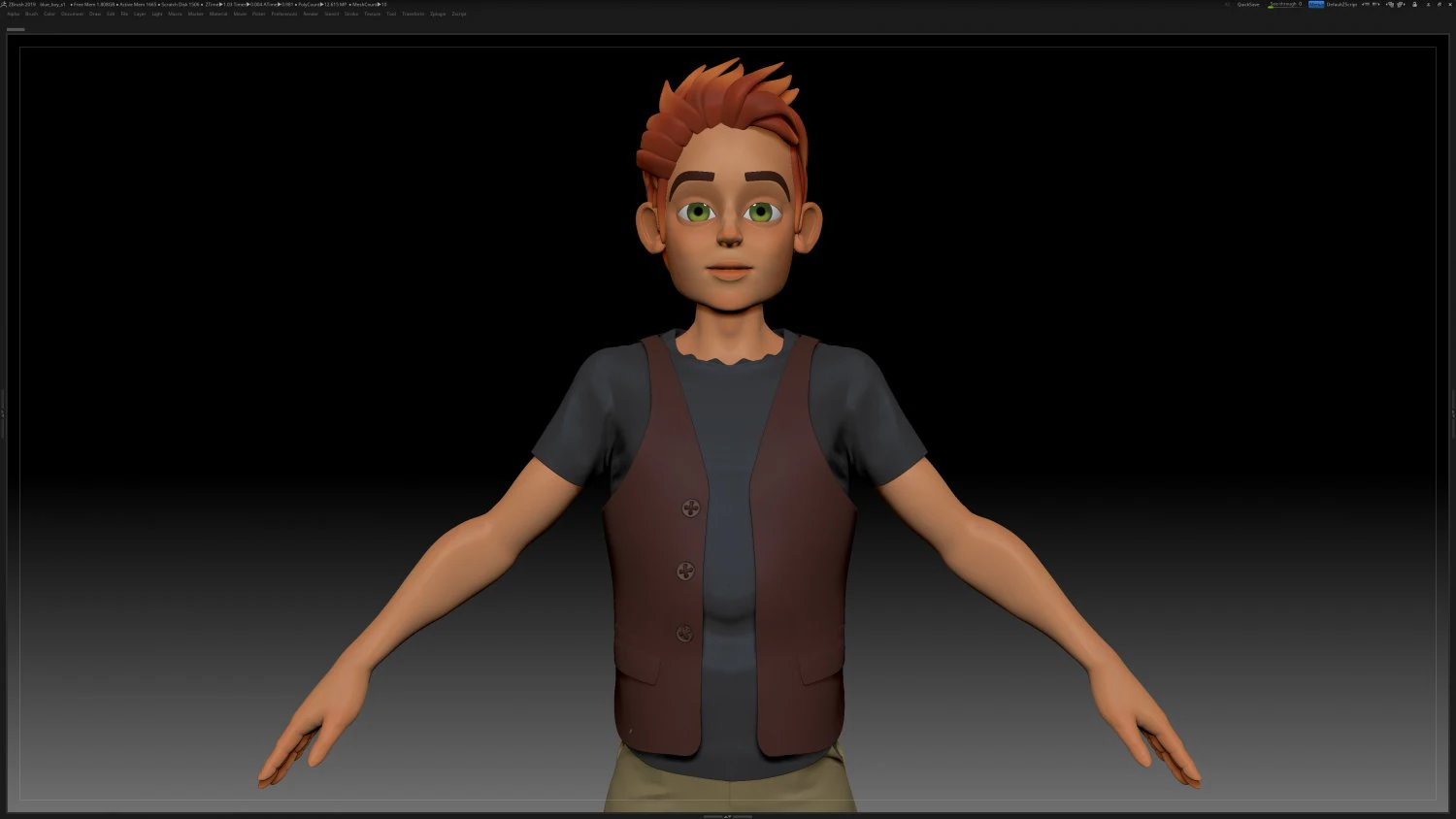 zbrush stylized character boy base mesh - blue boy style 1 3D Model .c4d .max .obj .3ds .fbx .stl .blend 