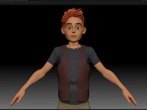 zbrush stylized character boy base mesh - blue boy style 1 3D Model