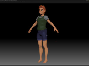 zbrush stylized character boy base mesh - blue boy style 2 3D 模型