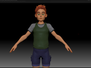 zbrush stylized character boy base mesh - blue boy style 2 3D 模型