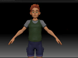 zbrush stylized character boy base mesh - blue boy style 2 3D Model