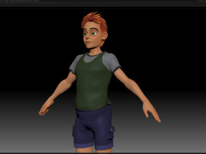 zbrush stylized character boy base mesh - blue boy style 2 3D 模型