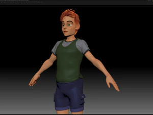 zbrush stylized character boy base mesh - blue boy style 2 3D Model