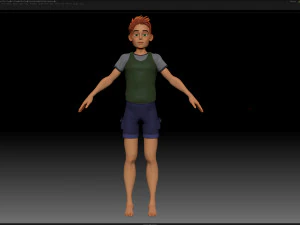 zbrush stylized character boy base mesh - blue boy style 2 3D Model