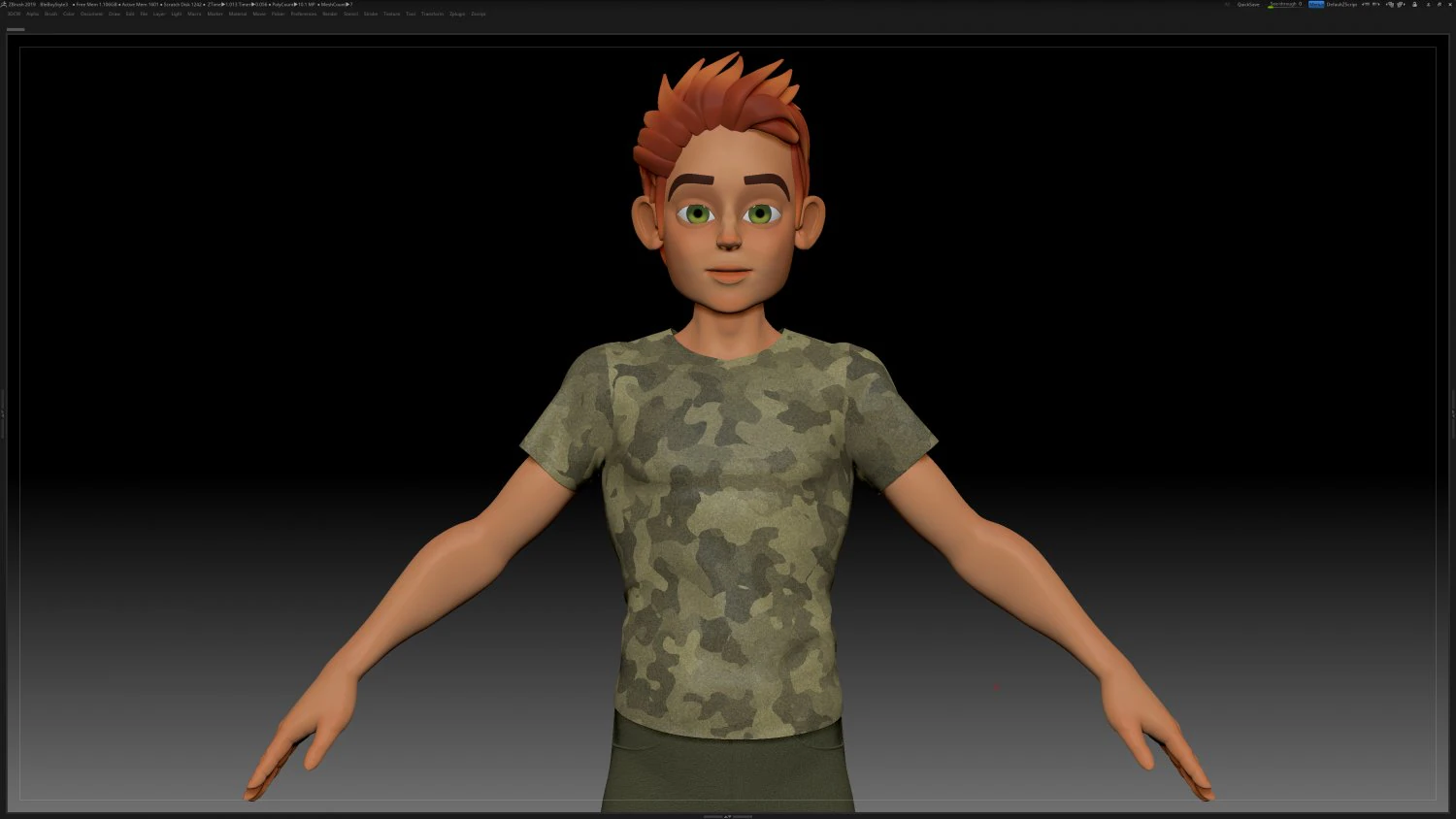 zbrush stylized character boy base mesh - blue boy style 3 3D Model .c4d .max .obj .3ds .fbx .stl .blend 