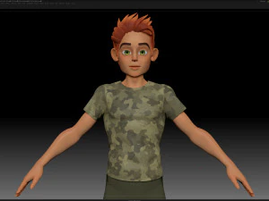 zbrush stylized character boy base mesh - blue boy style 3 3D Model