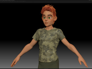 zbrush stylized character boy base mesh - blue boy style 3 Modelo 3D