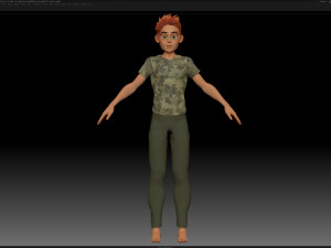 zbrush stylized character boy base mesh - blue boy style 3 Modelo 3D
