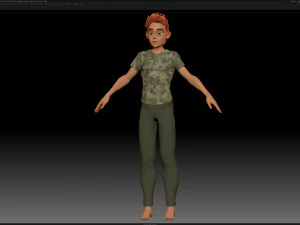 zbrush stylized character boy base mesh - blue boy style 3 3D Model