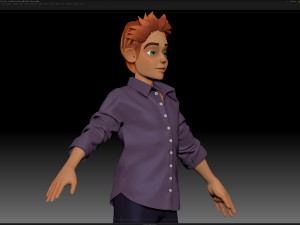 zbrush stylized character boy base mesh - blue boy style 4 Model 3D