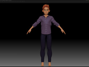zbrush stylized character boy base mesh - blue boy style 4 Model 3D