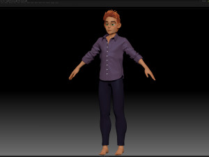 zbrush stylized character boy base mesh - blue boy style 4 Model 3D