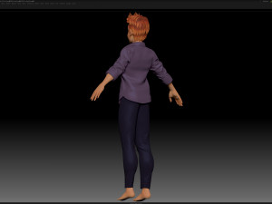 zbrush stylized character boy base mesh - blue boy style 4 Model 3D