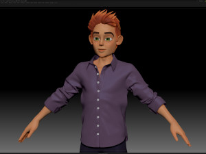 zbrush stylized character boy base mesh - blue boy style 4 Model 3D